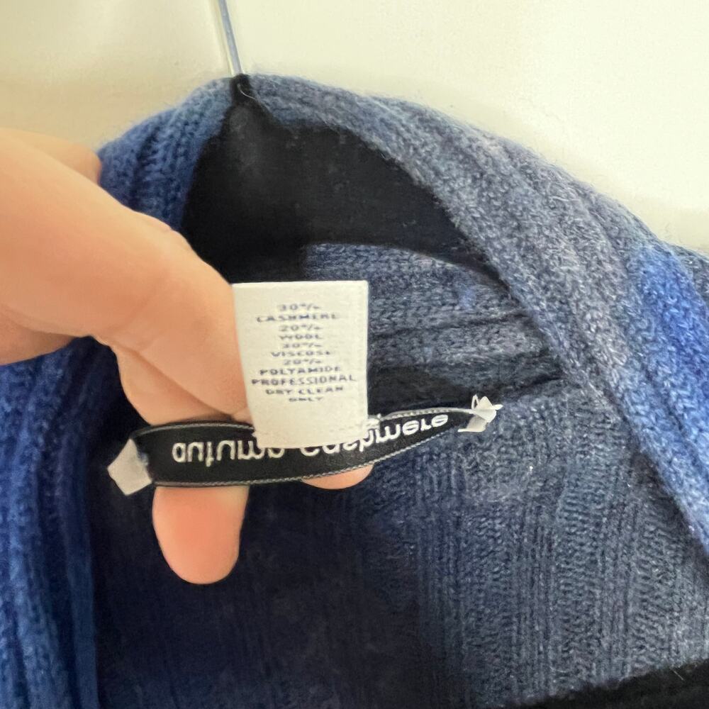 Autumn Cashmere Cardigan Small Blue Cashmere Wool Blend Rib Open Duster Tie Dye - Picture 6 of 9